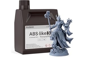 ELEGOO ABS-Like 3.0 3D Drucker Resin, 405 nm UV-härtendes Photopolymerharz für MSLA/LCD/DLP 3D Drucker, Verbesserte Festigkeit und Zähigkeit, Hohe Präzision, Niedrige Viskosität, 2000g Grau
