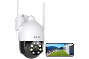 AOSU 2K Camara Vigilancia WiFi Exterior, 360° PTZ Cámara de Vigilancia, Crucero Cronometrado, Visión Nocturna Color, Seguimiento Humano, Detección Movimiento, Audio Bidireccional (un Paquete)