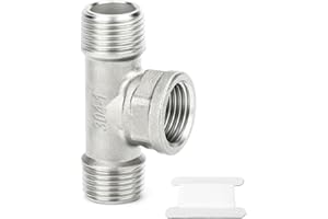 TAISHER 1 PCS 304 Stainless Steel Tee Pipe Fittings, 1" BSP Male x 1" BSP Female x 1" BSP Male Pipe Fittings, Female Branch Tee