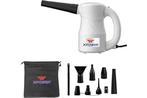 XPOWER Electric Air Duster for Dusting Drying Inflating Blowing Car Detailing Computer Leaf Blowing (Blanco, A-2S)