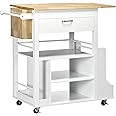 HOMCOM Küchenwagen 89x40x84cm - Servierwagen Mit Schrank & Schublade In Weiß