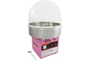KUKOO Máquina de Algodón de Azúcar Rosa Profesional con Cúpula,Cajón+600 Palitos GRATIS Máquina Eléctrica para Hacer Algodon de Azucar Cotton Candy Machine Commercial Candy Floss Machine Garantía 2 Años