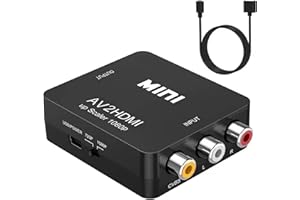 Lerkely - Adaptador RCA a HDMI, convertidor AV a HDMI, 3RCA AV a HDMI para Xbox PS4, PS3, PS2, TV STB VHS Cámara DVD
