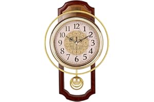 Huianpen Europeo Reloj de Pared,Silencioso sin Ruidos Creativo Sala de Estar Dormitorio Retro Swing Cuarzo Reloj de Pared-C 43 * 27cm