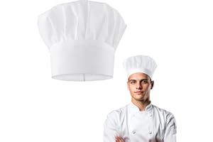 MHDUYEG Gorro De Cocina, Elástico Ajustable para Gorro Cocina, Sombrero De Cocinero Unisex para Adultos, Gorro Cocinero Hombre Gorro Cocina Mujer Blanco para Hornear, Fiesta, Cocina, Restaurante