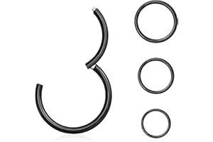 jagosen 18G Piercing Nariz Aros Septum Acero Noxidable Quirurgico 8Piezas Cartílago Pendientes De Aro Bisagra Anillos Piercing Labio Helix Nariz Negro 8mm/10mm/12mm/14mm