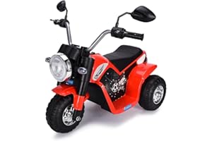 EMK TRADING LTD Kids 3 Wheel Electric Chopper Tricycle Motorbike for kids 6V battery 18W motor with lights and realistic engine sounds (Red)