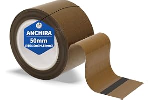 Anchira Teflonband självhäftande 50 mm x 10 m, teflontejp för vakuummaskin, högtemperaturband, teflonband värmebeständigt upp