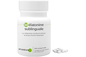ANASTORE MÉLATONINE SUBLINGUALE * Pureté garantie supérieure à 99% *1.8 mg / 240 comprimés* STÉVIA * Régulateur de l’horloge biologique * Trouble du sommeil
