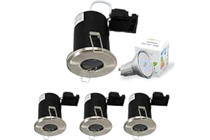 HiBay 4X Dimmable LED Downlights Recessed Ceiling Lights Fire Rated GU10 Spotlights IP65 Bathroom Down Lights 240V, Incl. 5W Cool White Bulbs