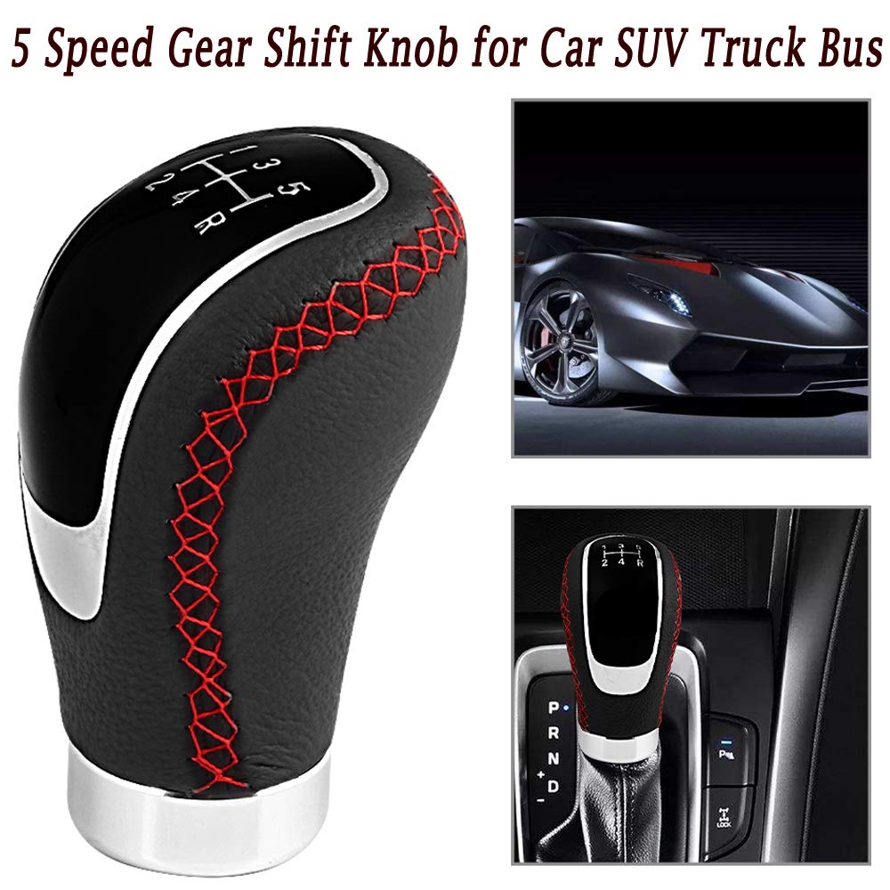 Semoss-Accessoire-Voiture-Interieur-Changer-Pommeau-de-Vitesse-Universel-5-Vitesses-Levier-pour-Manuel-Automatique-8mm-10mm-12mm-DiamtreRouge-Couture