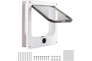 CPROSP Katzenklappe Weiße mit 4 Verriegelungseinstellungen, Haustiertüre Innen Tunnel 19,5 * 18cm, Cat Flap Door Rhmen 27 * 23,5 * 5,5, für Hunde/Katze