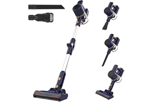 Remaldety Aspirapolvere Senza Fili, Scopa Elettrica Senza Fili 20000Pa, Luce LED, Due Filtri a Spugne, Autonomia 40Min, Pavimenti Tappeto Peli di Animali Domestici