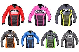 GENERIC Kids Motorbike Motocross Shirts, Wulfsport 2024 Junior Off Road Jersey, Mx Clothing Quad ATV Off Road Sports Enduro Kart Trials Child MTB BMX Dirt Bike Cub Wulf Racing Top