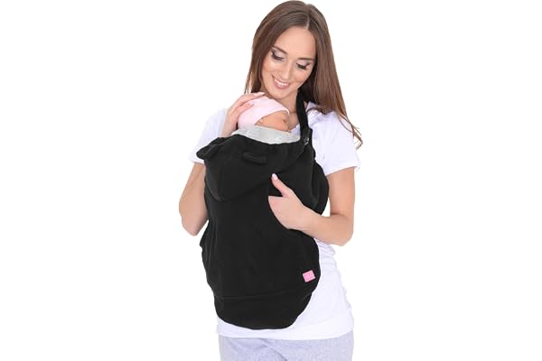 MijaCulture Housse Polaire pour Prte-Bébé avec Polaire, Housse de Protection, Enfant Housse de Capuche Manteaude protection 4023 (noir/oiseaux)