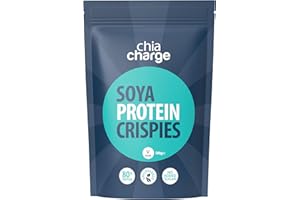 CHIA CHARGE 80% Protein SOYA Crispies - High Protein for Adults and Kids - Healthy, Wheat Free Vegan Snack - Low Fat Food, No Sugar Crispies 500g Unflavoured