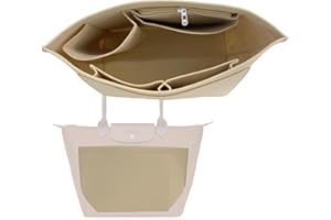 HYEPNED Bag Insert Organizer, Wallet, Multi-Pocket Felt Tote for Inserting Wallet Organizer, Folding Tote Bag Insert for Longchamp (khaki, M)