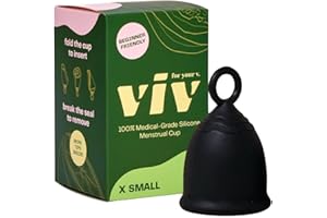 VIV FOR YOUR V. Viv for Your V Extra Small Premium Menstrual Cups, Ring Stem for Easy Removal, Soft Tampon Alternative for Active Lifestyle, Comfortable 12 Hour Wear, Medical-Grade Silicone Reusable Period Cup
