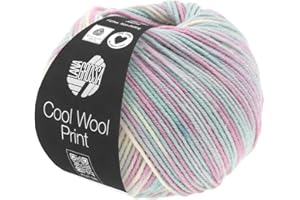 ‎LANA GROSSA LANA GROSSA Cool Wool Print | Extrafeine Merinowolle waschmaschinenfest und filzfrei | Handstrickgarn aus 100% Schurwolle (Merino extrafein) | 50g Wolle zum Stricken & Häkeln | 160m Garn FB 792