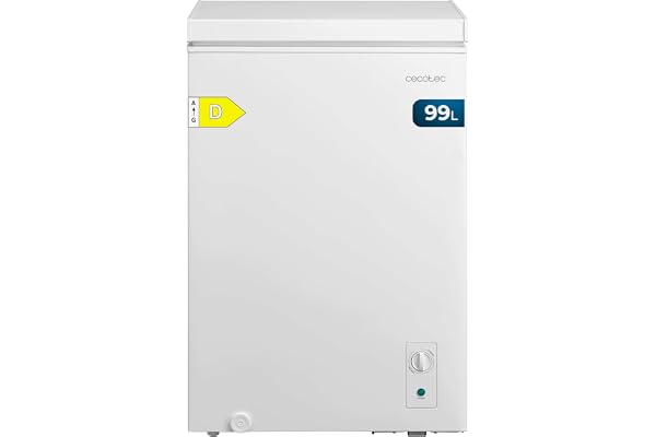 Cecotec Congelador Horizontal 99L Bolero CoolMarket Chest 99M White D. Cesta con Asas, Control Mecánico LED, UltraContact D-Cool, Dual Function, Puerta ZeroG (80º-30º), Fast Freezing, Compacto