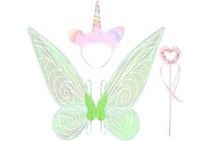 YEETEESY Feenflügel Schmetterlingsflügel Prinzessinnenflügel Winx Mädchen Flügel Fee Kostüm Damen Erwachsene Wings Cosplay für Weihnachts Geburtstags Party (Grün)