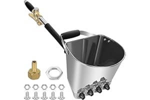 FAAZY Pulvérisateur de Ciment Projecteur Mortier Pistolet à Ciment Machine à Crépir avec 4 Jets Pulvérisateur de Sablon Plâtre Béton Mortier Chaux pour Peinture Murale, Argent