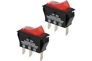 ECSiNG Lot de 2 interrupteurs à bascule LED à 3 broches 2 positions pour réfrigérateur Electrolux Dometic Caravan Rouge 12 V 20 A