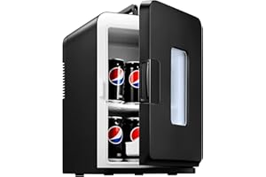 NORTHCLAN Mini Fridge for Bedrooms 15L, Small Drinks Fridge with ECO Quiet Mode for Skincare, Food, Office or Car, AC/DC 12V Powered, Black