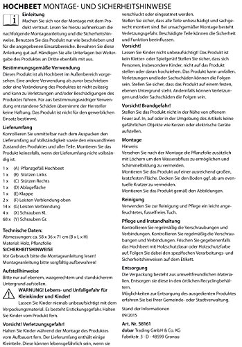 dobar Hochbeet auf Rädern aus Holz, Frühbeet Bausatz für Gemüse, Kräuter im Garten und Balkon, 58 x 36 x 71 cm, braun - 9