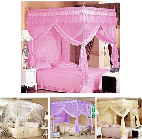 KUGKIUKAY Princess Four Corner Post Bed Canopy Mosquito Netting Canopies With Bed Frame