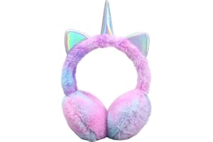 CHUANGLI Winter Unicorn Earmuffs Cute Warm Ear Muff Rainbow Ear Warmers for Women Girls Winter Gift