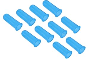 PATIKIL 0.59" 10Pack Gummi Fingerspitze Silikon Daumen Fingerkuppen Schutz Abdeckungen Schutz Finger Griffe Fingerhut für Büro Zählen Sortieren Nähen Kleines Format Blau
