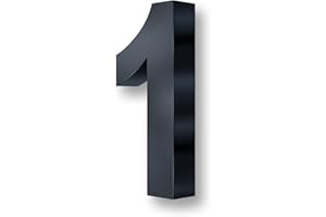 ‎METZLER Metzler 3D Hausnummer in Anthrazit aus Stahl - Hausnummer mit Pulverbeschichtung in Feinstruktur 7016 Anthrazitgrau matt - Höhe 20cm / Tiefe 3,5 cm - inkl. Montagematerial - Ziffer 1