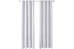 Deconovo Tende per Interni Oscuranti Termiche Isolanti per Camera da Letto, Tende per Camera da Letto Tinta Unita 2 Pezzi, con Occhielli, 117x183 CM (Larghezza x Altezza), Grigio Perla