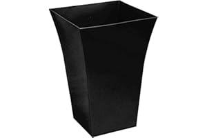 Rammento 44cm Tall Gloss Black Plastic Plant Pot | 38L Flared Flower Pot for Balcony, Garden & Patio | Weather-Resistant Square Garden Flower Pot | Lightweight Planter for Indoor/Outdoor Use