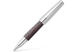 Faber-Castell 148225 E-motion pióro kulkowe z drewna, czarne, grubość kreski 0,5 mm, wkład czarny, w zestawie opakowanie na prezent
