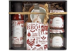 ‎LAUX LAUX BBQ Geschenkbox - Mit BBQ Gewürzmischungen, BBQ Sauce & 2er Dipschalen - Erlesene Zutaten - Geschenke für Männer & Frauen - Ostergeschenke