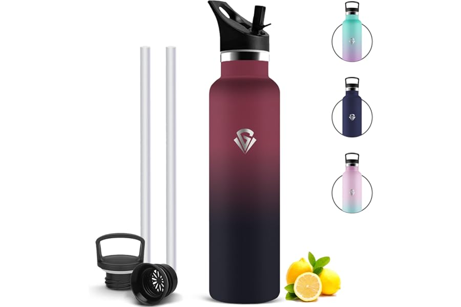 Mujigaga Thermal Water Bottle, 1 Litre, Thermal Water Bottles, BPA Free, Gym Water Bottle, Stainless Steel, No Leakage, Thermal Bottle with Straw for School, Work, Fitness