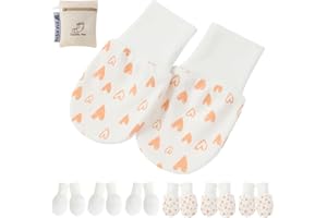1 ONE ENJOY 6 Pares Mitones de bebé Manoplas para bebés recién nacidos Guantes para bebés Manoplas, guantes de bebé para niños (0-6 meses)