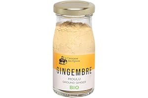 ALBERT MÉNÈS LA CARAVANES DES EPICES BIO - Gingembre Moulu - 30 Grammes - 100% naturel, sans colorant ni conservateur - Flacon en verre - Propriété Anti-inflammatoire, favorise la digestion