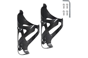 KABON Bike Water Bottle Holder, Lightweight 3K Carbon Fiber Bicycle Drink Water Bottle Cages for Road Bike MTB Cycling Accessories - Pack of 2 (Glossy Black)