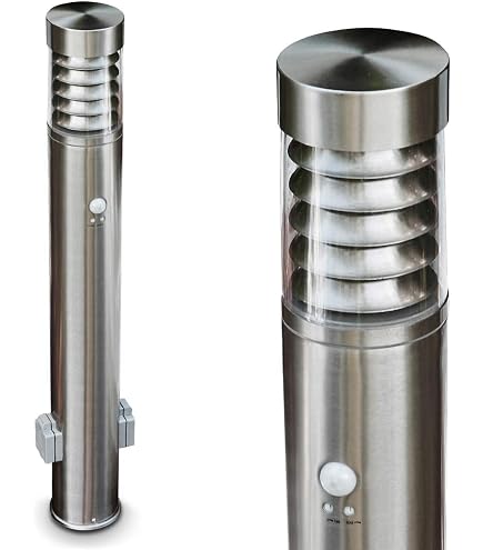 Lampada Da Esterno Tunes Con 2 Prese, Altezza 110 Cm, Acciaio Inox E Plastica, IP44, Attacco E27