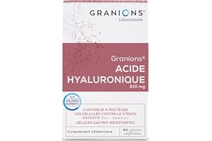 GRANIONS Acide Hyaluronique, Contribue à améliorer l'hydratation et à la beauté de la peau, Acide hyaluronique 210 mg, Marque Française, 60 Gélules