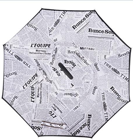 THUNFER Umbrella C-shaped Umbrella Reverse Umbrella Double-decker Umbrella Creative Free-hand Straight Rod Umbrella,J