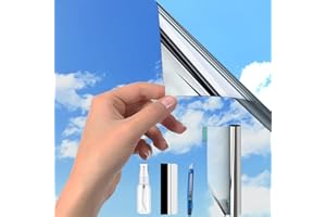 GUUTEEE Argento (60 x 200 cm) Pellicola a specchio per finestra, protezione dal calore, autoadesiva, protezione solare per finestre, protezione dal calore per interni o esterni, pellicola termica senza
