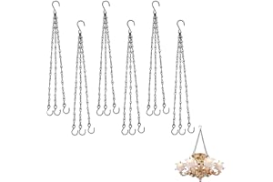COLRID 6 Piezas Cadena Colgante De Plantas, Ganchos de Cadena para Macetas, Cadena Metal Macetas Colgantes, con Gancho en S, para Macetas Colgantes, Comederos para Pájaros, Macetas (Negro)