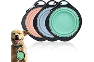 SULIUDAJI 3 Piezas Bebedero Plegable, Bebedero Perro Portatil,Cuenco De Silicona Para Mascotas, Plato Para Perro Portátil Con Mosquetón, Comedero De Viaje Para Perros Y Gatos