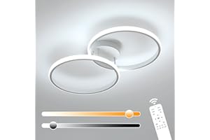 Toolight Plafoniera LED Soffitto Dimmerabile, 38W Lampada da Soffitto Camera da Letto con Telecomando 3000K-6500K, Plafoniera LED Moderna Rotonda per Cucina Soggiorno Corridoio, Bianco, 54CM
