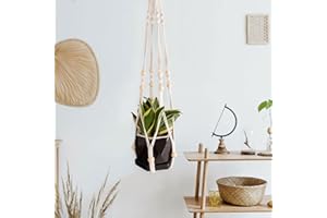 GUUFOO Makramee Blumenampel, Baumwollseil Hängeampel Blumentopf Hängend Boho Deko Baumwollseil Pflanzkorb Hängender mit Haken für Innen Außen Decken Garten Balkone Fenster