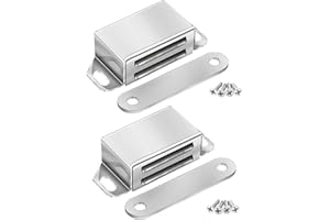 Onarway Magnetic Door Catch 10KG Pull Strong Magnet Cabinet Latches Magnetic Hardware Stainless Steel Chrome Door Closer for Bathroom Kitchen Sliding Door Window Cupboard (10KG Strength 2 Pack)